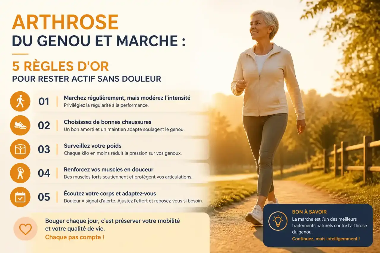 Arthrose du genou et marche : 5 règles d'or pour rester actif sans douleur
