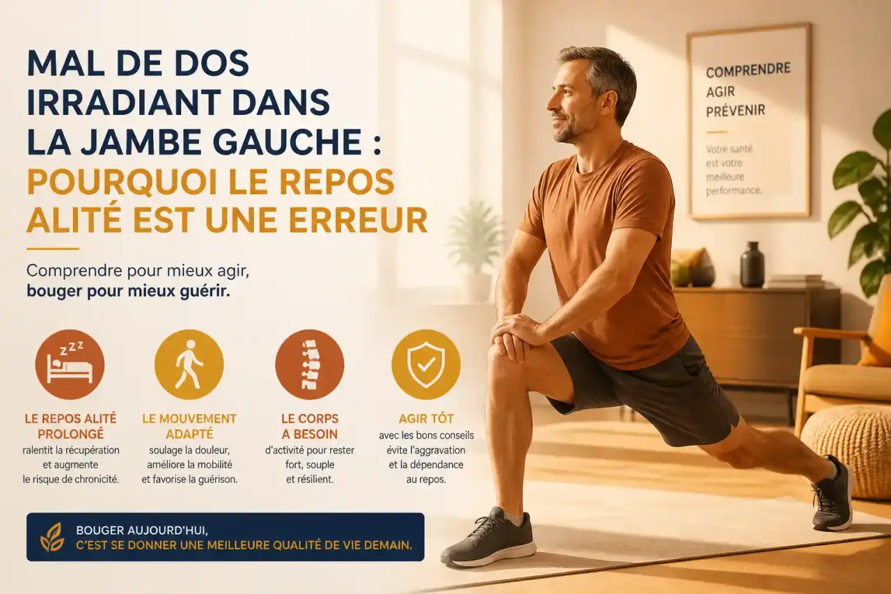 Mal de dos irradiant dans la jambe gauche : pourquoi le repos alité est une erreur