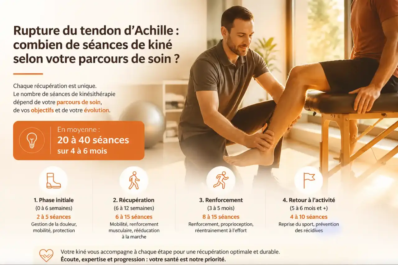 Rupture du tendon d'Achille : combien de séances de kiné selon votre parcours de soin ?